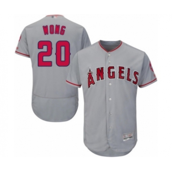 Men's Los Angeles Angels of Anaheim #20 Kean Wong Grey Road Flex Base Authentic Collection Baseball Player Jersey - Ujersey