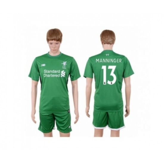 Liverpool #13 Manninger Green Goalkeeper Soccer Club Jersey