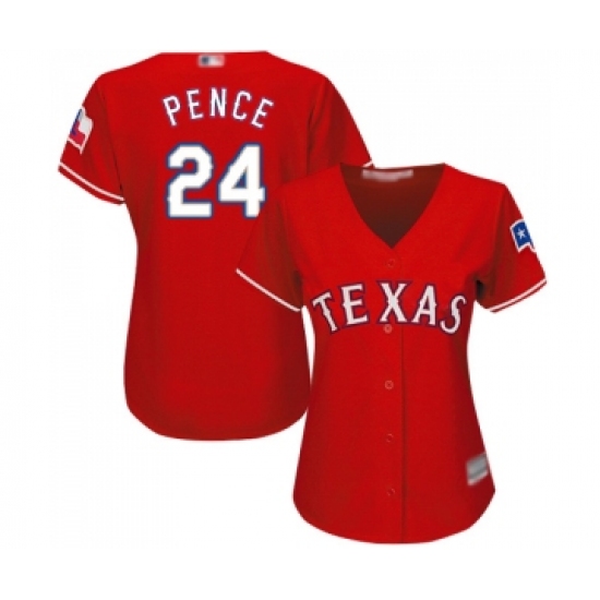 Women's Texas Rangers #24 Hunter Pence Replica Red Alternate Cool Base Baseball Jersey - Ujersey
