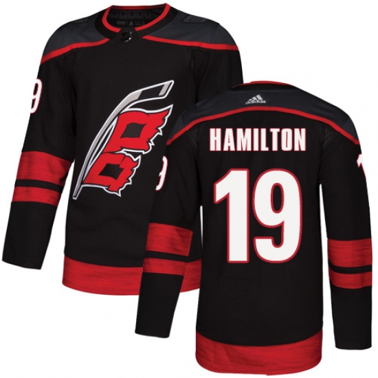 Men's Adidas Carolina Hurricanes #19 Dougie Hamilton Black Authentic Alternate NHL Jersey - Ujersey
