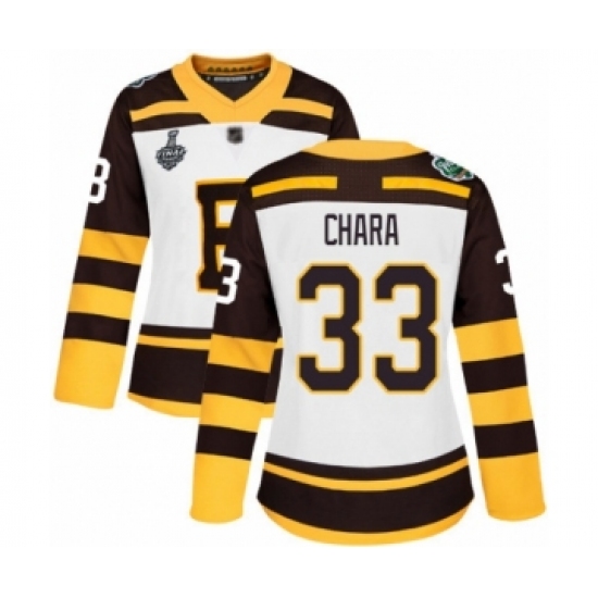 Women's Boston Bruins #33 Zdeno Chara Authentic White Winter Classic 2019 Stanley Cup Final Bound Hockey Jersey - Ujersey
