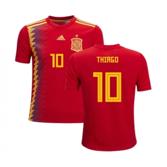 Spain #10 Thiago Red Home Kid Soccer Country Jersey