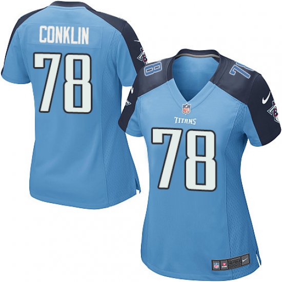Women's Nike Tennessee Titans #78 Jack Conklin Game Light Blue Team Color NFL Jersey - Ujersey
