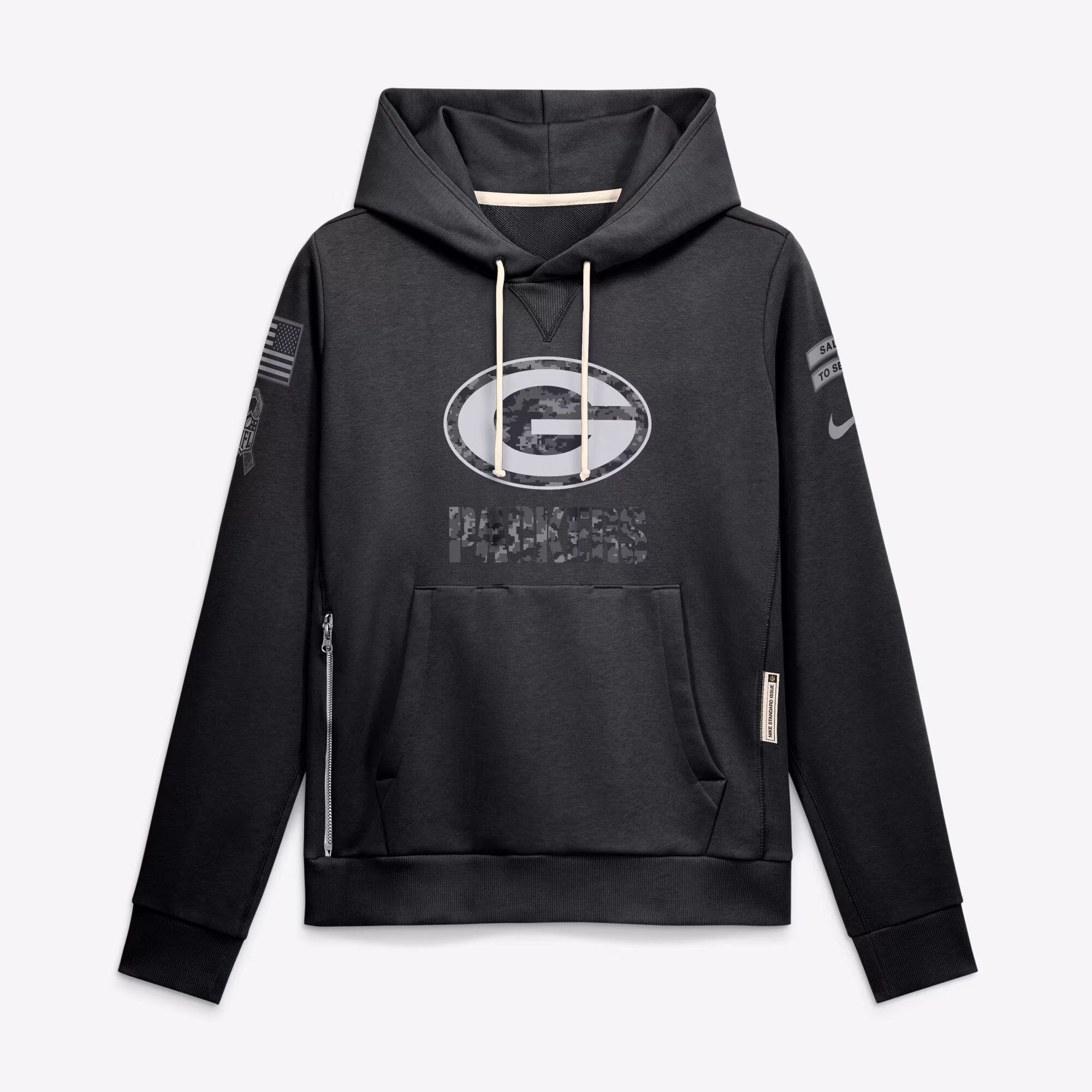 Women's Green Bay Packers  Nike Black 2026 Salute to Service Sideline Dri-FIT Pullover Hoodie - U-jersey