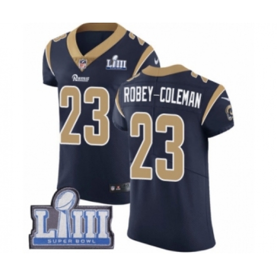Men's Nike Los Angeles Rams #23 Nickell Robey-Coleman Navy Blue Team Color Vapor Untouchable Elite Player Super Bowl LIII Bound NFL Jersey - Ujersey
