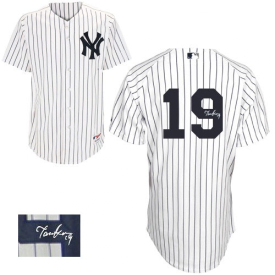 Men's Majestic New York Yankees #19 Masahiro Tanaka Authentic White Home Autographed MLB Jersey - Ujersey