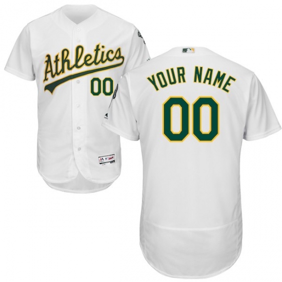 Men's Oakland Athletics Majestic Home White Flex Base Authentic Collection Custom Jersey - Ujersey