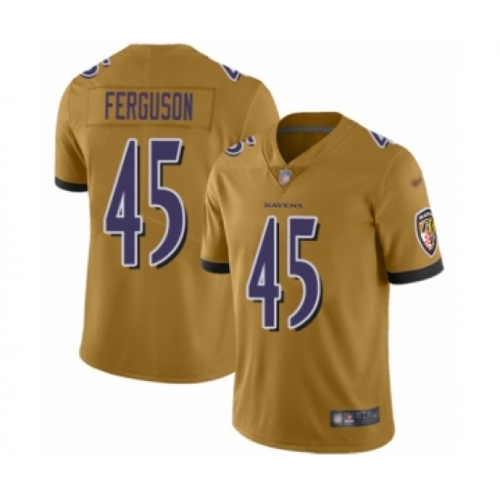 Men's Baltimore Ravens #45 Jaylon Ferguson Limited Gold Inverted Legend Football Jersey - Ujersey