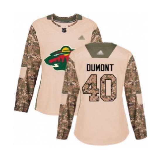Women's Minnesota Wild #40 Gabriel Dumont Authentic Camo Veterans Day Practice Hockey Jersey - Ujersey