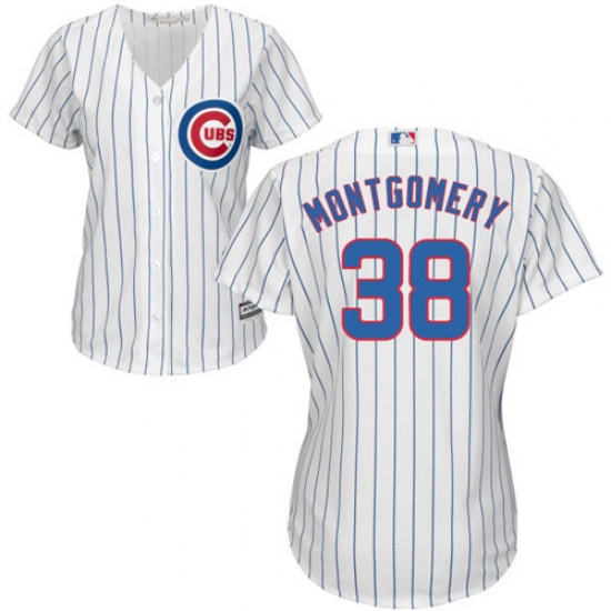 Women's Majestic Chicago Cubs #38 Mike Montgomery Authentic White Home Cool Base MLB Jersey - Ujersey