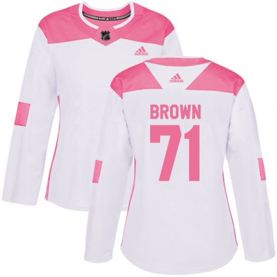 Women's Adidas Minnesota Wild #71 J T  Brown Authentic White Pink Fashion NHL Jersey - Ujersey