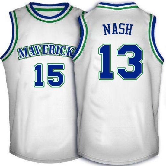 Men's Adidas Dallas Mavericks #13 Steve Nash Authentic White Throwback NBA Jersey - Ujersey