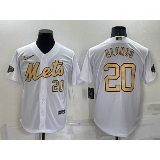 Men's New York Mets #20 Pete Alonso Number White 2022 All Star Stitched Cool Base Nike Jersey - Ujersey