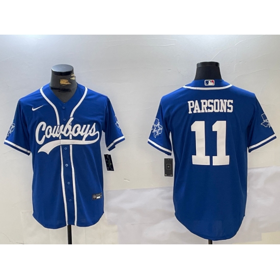 Men's Dallas Cowboys #11 Micah Parsons Light Blue Stitched Cool Base Nike Baseball Jersey - Ujersey