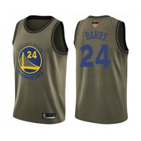 Men's Golden State Warriors #24 Rick Barry Swingman Green Salute to Service 2019 Basketball Finals Bound Basketball Jersey - Ujersey