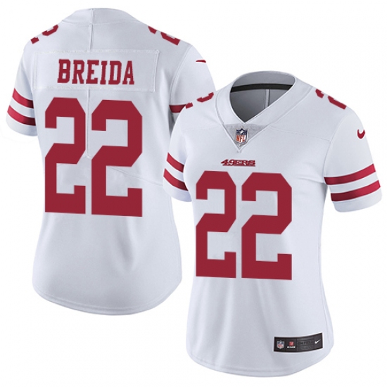Women's Nike San Francisco 49ers #22 Matt Breida White Vapor Untouchable Elite Player NFL Jersey - Ujersey