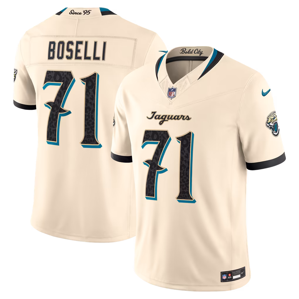 Men's Jacksonville Jaguars Tony Boselli Nike Natural 2026 Rivalries Collection Stitched Limited Jersey - Ujersey