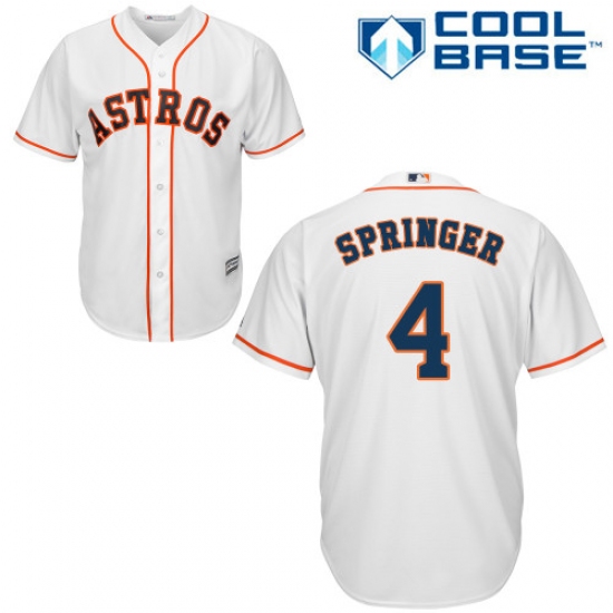 Women's Majestic Houston Astros #4 George Springer Authentic White Home Cool Base MLB Jersey - Ujersey