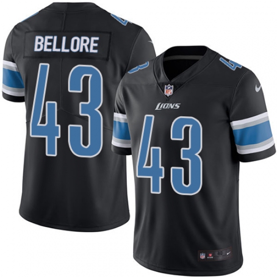 Men's Nike Detroit Lions #43 Nick Bellore Elite Black Rush Vapor Untouchable NFL Jersey - Ujersey