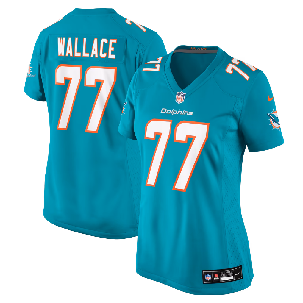 Women's Miami Dolphins Caedan Wallace Nike Aqua Team Game Jersey - Ujersey