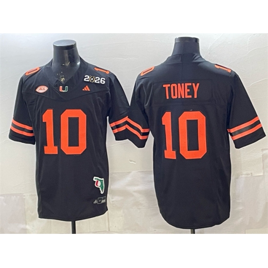 Men's Miami Hurricanes #10 Malachi Toney Black F.U.S.E. 2026 & Florida Patch Stitched Football Jersey - Ujersey