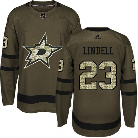 Youth Adidas Dallas Stars #23 Esa Lindell Authentic Green Salute to Service NHL Jersey - Ujersey