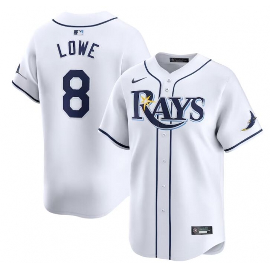 Men's Tampa Bay Rays #8 Brandon Lowe White Home Limited Stitched Baseball Jersey - Ujersey