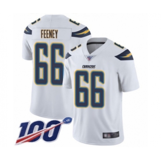 Men's Los Angeles Chargers #66 Dan Feeney White Vapor Untouchable Limited Player 100th Season Football Jersey - Ujersey