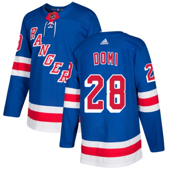 Men's Adidas New York Rangers #28 Tie Domi Premier Royal Blue Home NHL Jersey - Ujersey