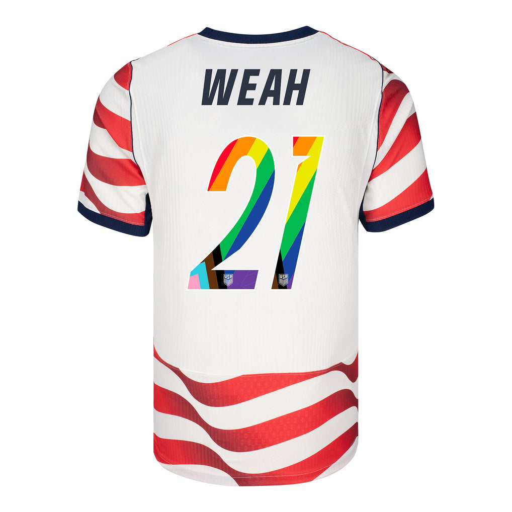 Men's Nike USMNT 2026 Timothy  Weah Pride Home Stadium Jersey - Stripes - Ujersey