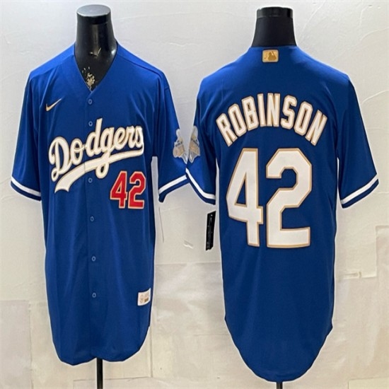 Men's Los Angeles Dodgers #42 Jackie Robinson Royal 2026 Alternate Gold Collection Stadium Stitched Baseball Jersey - Ujersey
