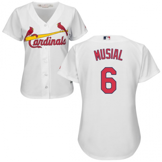 Women's Majestic St. Louis Cardinals #6 Stan Musial Replica White Home Cool Base MLB Jersey - Ujersey