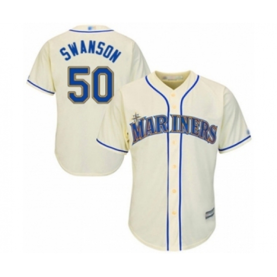 Youth Seattle Mariners #50 Erik Swanson Authentic Cream Alternate Cool Base Baseball Player Jersey - Ujersey