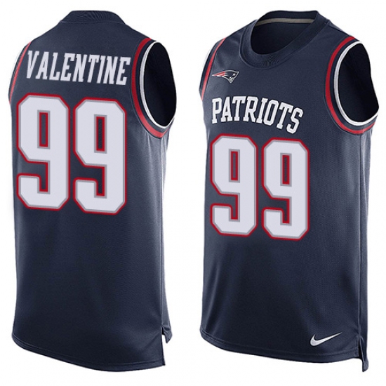 Men's Nike New England Patriots #99 Vincent Valentine Limited Navy Blue Player Name & Number Tank Top NFL Jersey - Ujersey