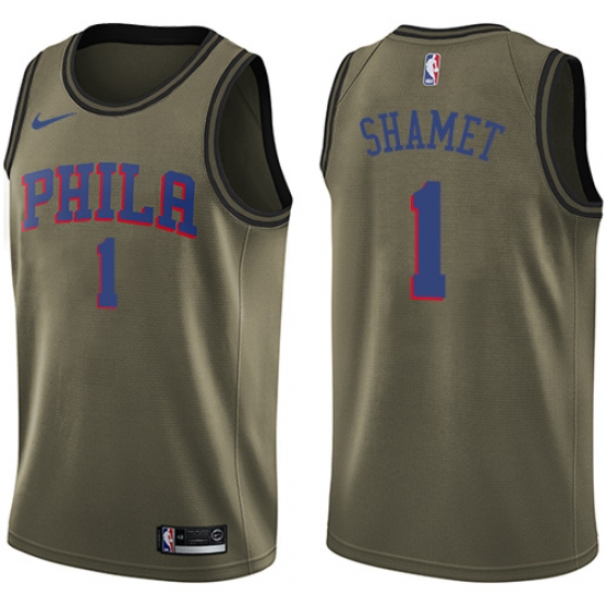 Youth Nike Philadelphia 76ers #1 Landry Shamet Swingman Green Salute to Service NBA Jersey - Ujersey