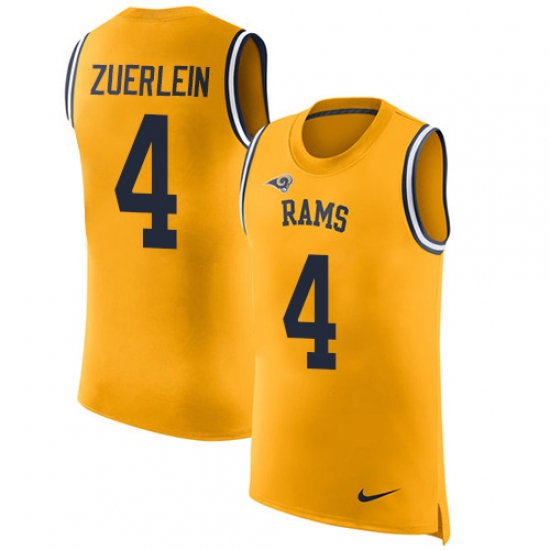 Men's Nike Los Angeles Rams #4 Greg Zuerlein Limited Gold Rush Player Name & Number Tank Top NFL Jersey - Ujersey