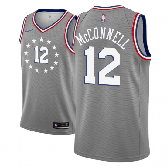 Men NBA 2018-19 Philadelphia 76ers #12 T J  McConnell City Edition Gray Jersey - Ujersey