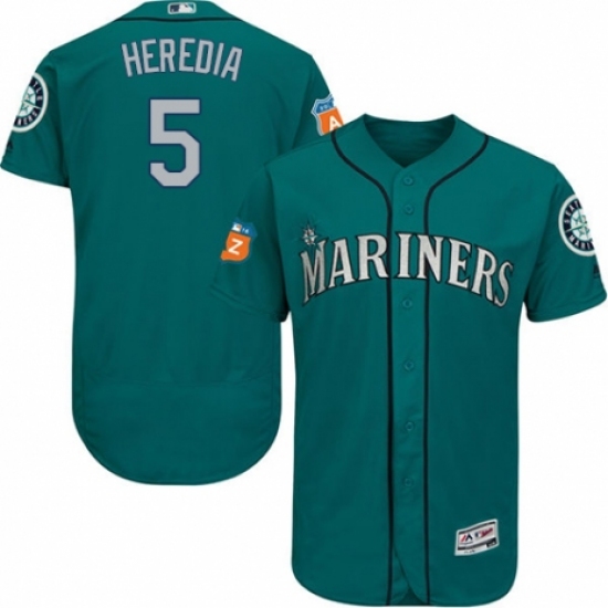Men's Majestic Seattle Mariners #5 Guillermo Heredia Teal Green Alternate Flex Base Authentic Collection MLB Jersey - Ujersey