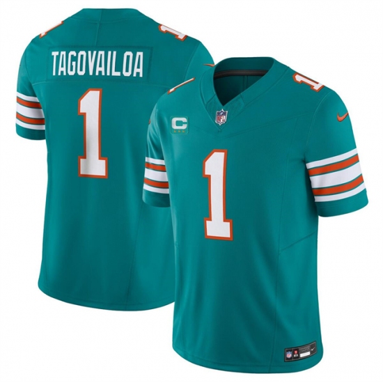 Men's Miami Dolphins #1 Tua Tagovailoa Aqua 2023 F.U.S.E Alternate With 3-Star C Vapor Limited Stitched Football Jersey - Ujersey