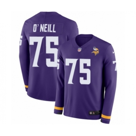 Men's Nike Minnesota Vikings #75 Brian O'Neill Limited Purple Therma Long Sleeve NFL Jersey - Ujersey