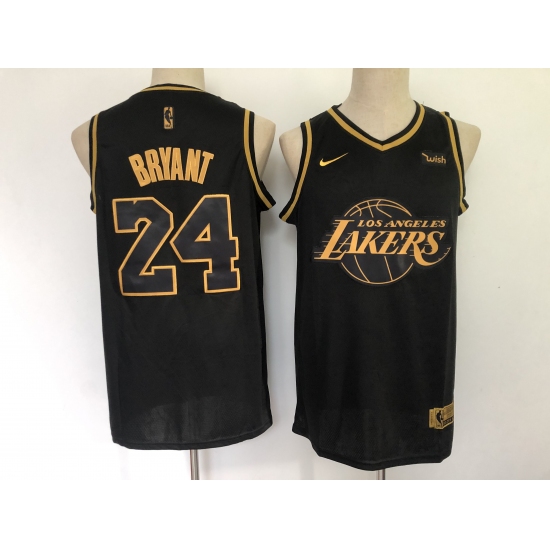 Men's Los Angeles Lakers #24 Kobe Bryant Black Gold Swingman Basketball Jersey - Ujersey
