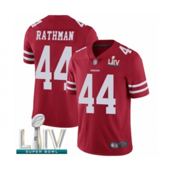 Men's San Francisco 49ers #44 Tom Rathman Red Team Color Vapor Untouchable Limited Player Super Bowl LIV Bound Football Jersey - Ujersey