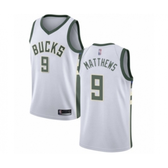 Men's Milwaukee Bucks #9 Wesley Matthews Authentic White Basketball Jersey - Association Edition - Ujersey