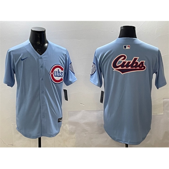 Men's Chicago Cubs Team Big Logo Blue 2024-25 2nd Alternate Limited Stitched Baseball Jersey