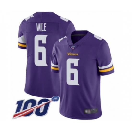 Men's Minnesota Vikings #6 Matt Wile Purple Team Color Vapor Untouchable Limited Player 100th Season Football Jersey - Ujersey