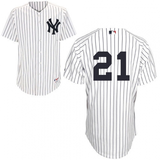 Men's Majestic New York Yankees #21 Paul O'Neill Authentic White Cooperstown MLB Jersey - Ujersey