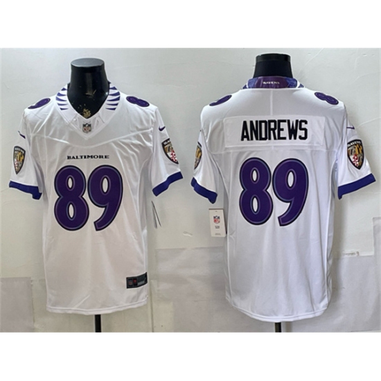 Men's Baltimore Ravens #89 Mark Andrews White 2026 F.U.S.E. Vapor Limited Football Stitched Jersey - Ujersey
