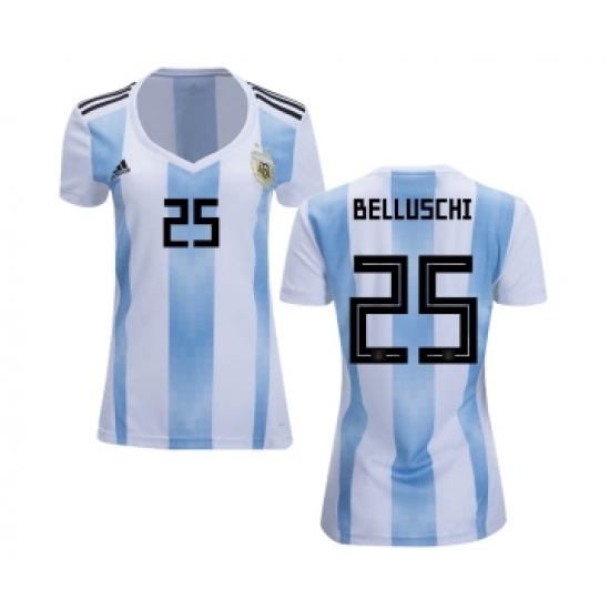 Women's Argentina #25 Belluschi Home Soccer Country Jersey