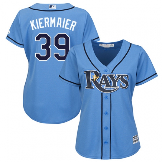 Women's Majestic Tampa Bay Rays #39 Kevin Kiermaier Authentic Light Blue Alternate 2 Cool Base MLB Jersey - Ujersey