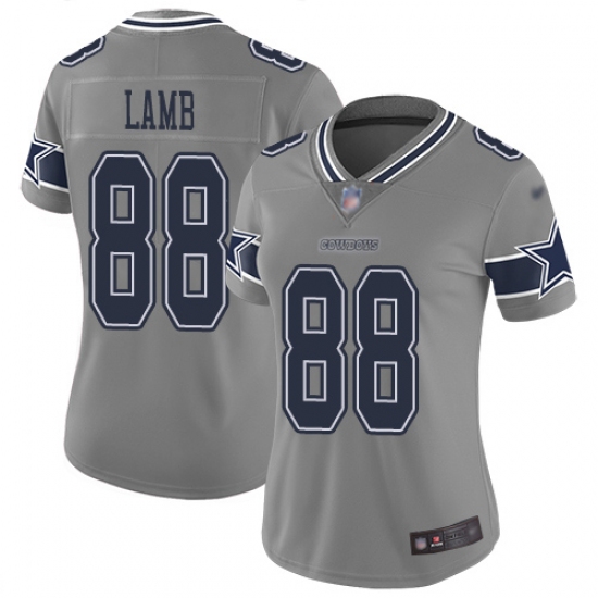 Women's Dallas Cowboys #88 CeeDee Lamb Gray Stitched Limited Inverted Legend Jersey - Ujersey